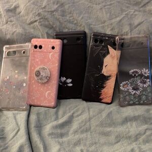 Assorted Phone Cases - Black, Pink, Clear Pixel 6a